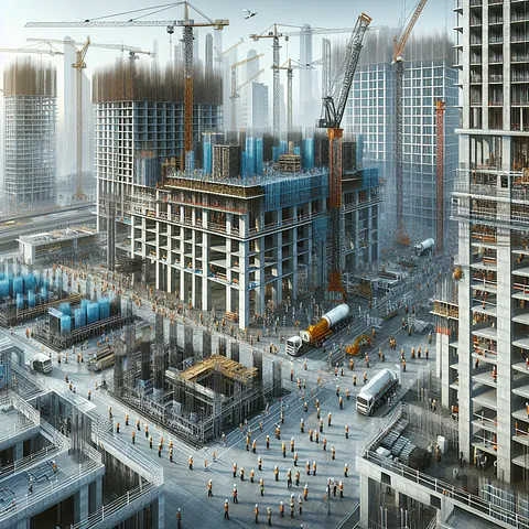 Realistic stock image of modern construction site.