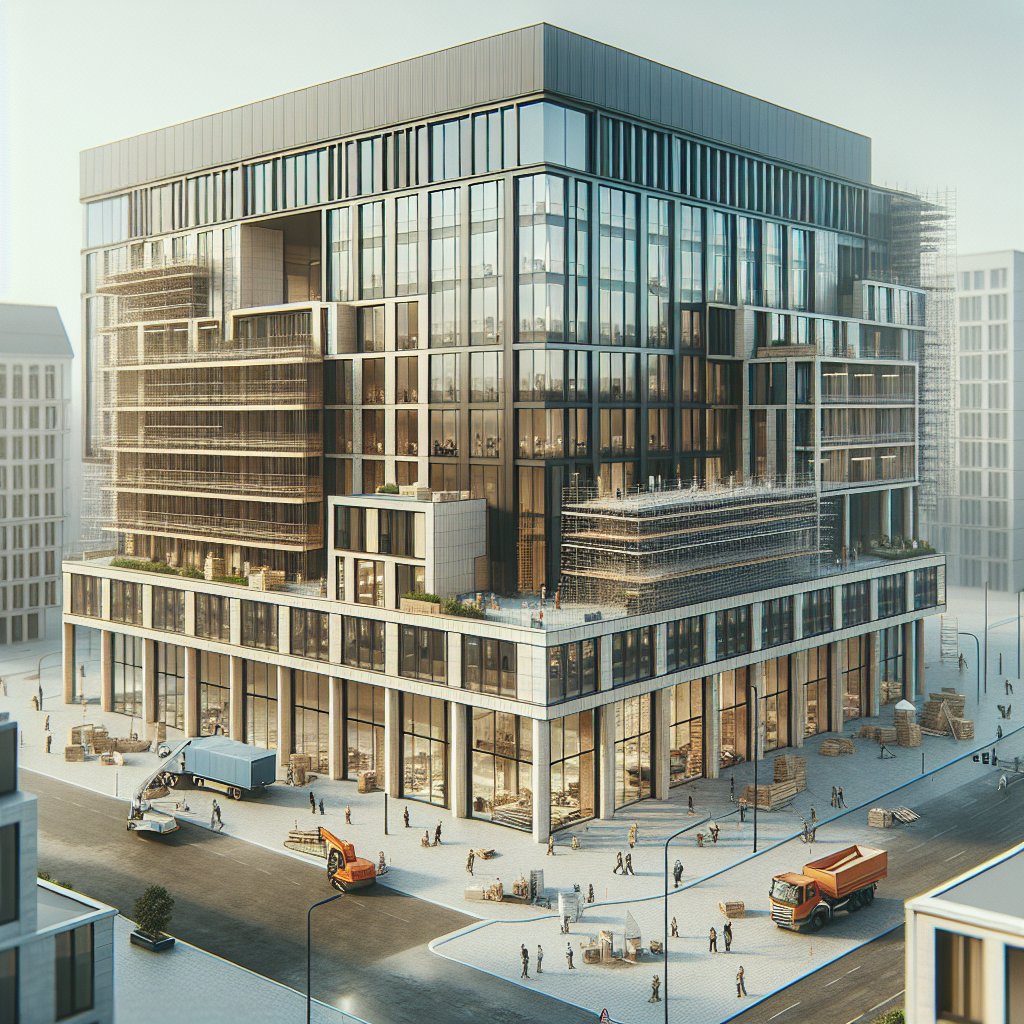 Realistic stock image of modern building renovation.